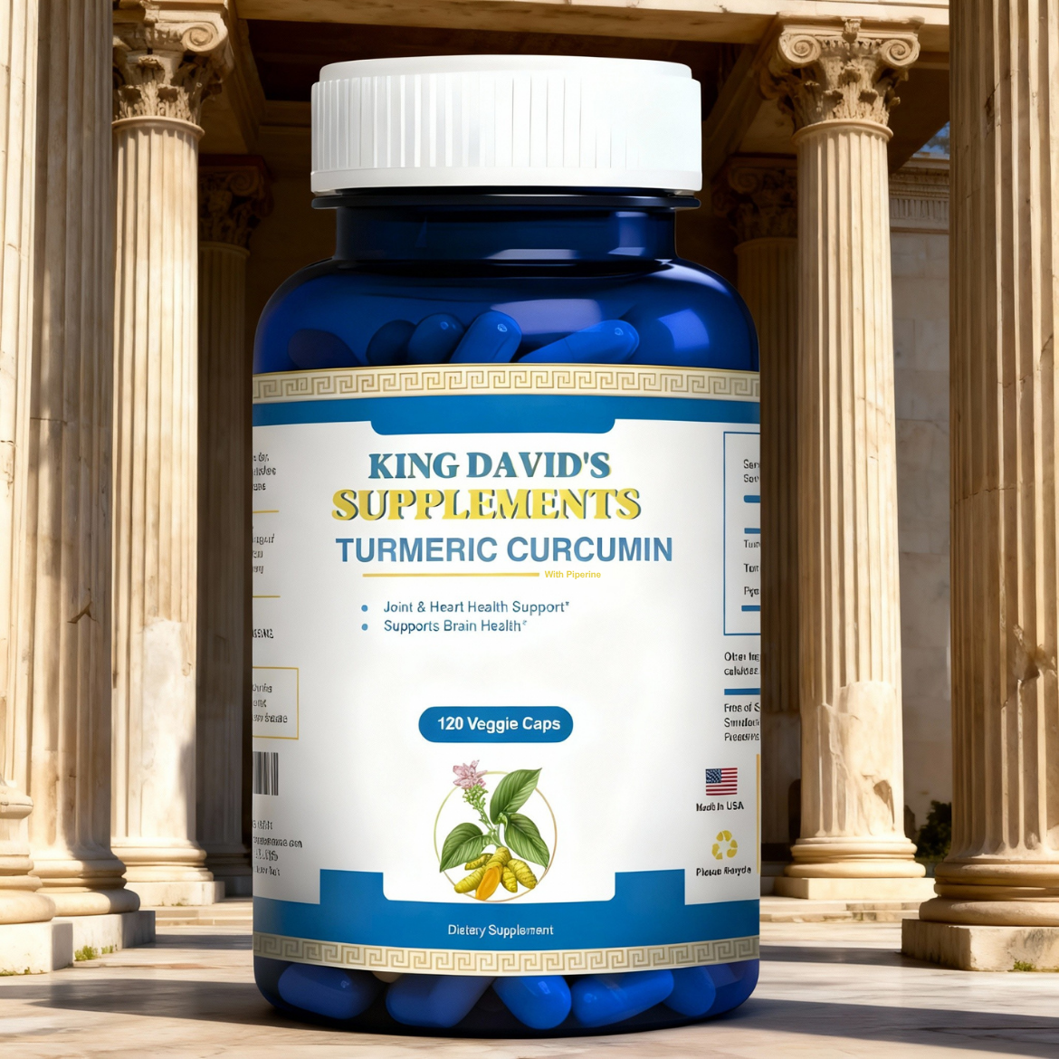 Turmeric Curcumin with Black Pepper Extract (Piperine) - 120 Veggie Tumeric Capsules